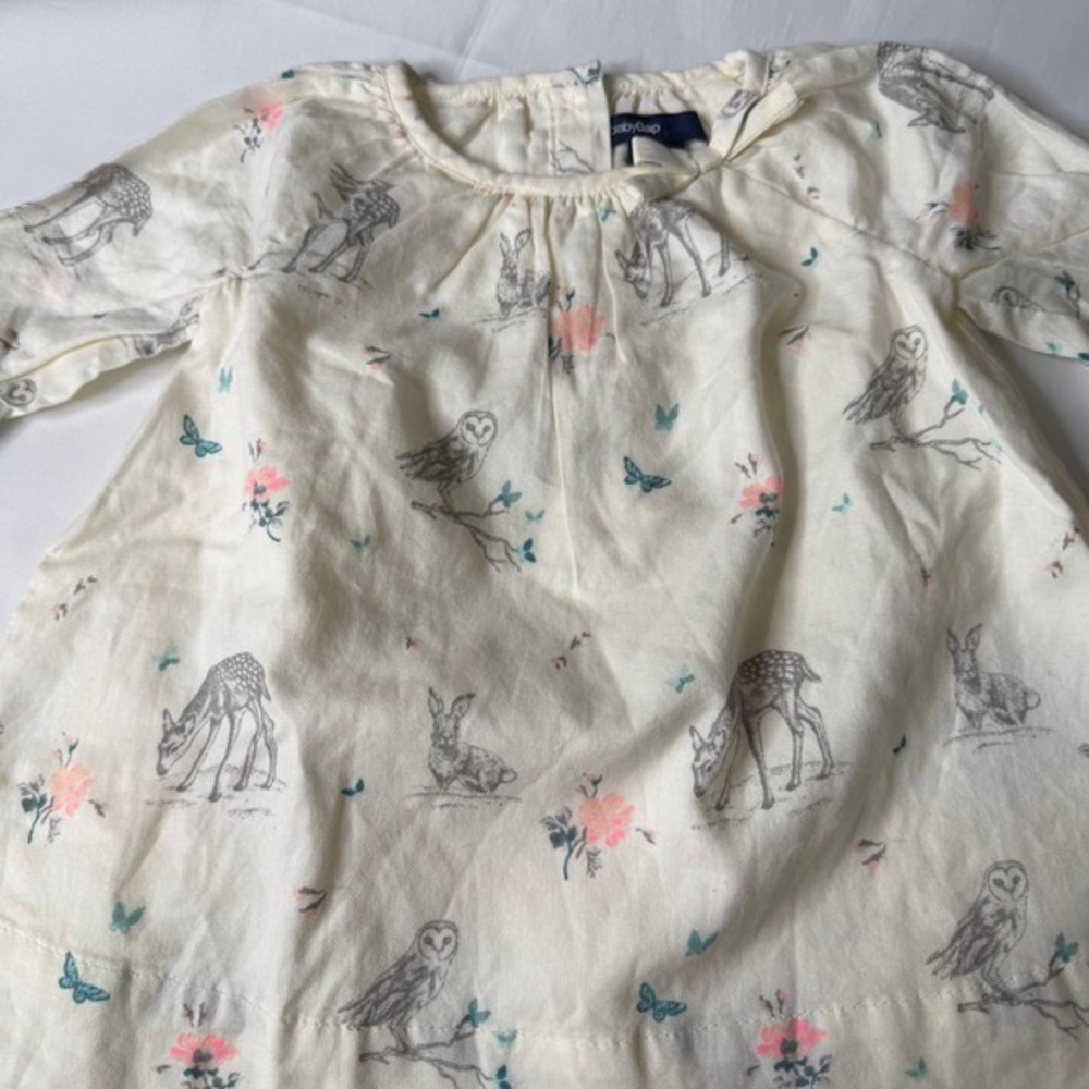 BabyGap Woodland Animal Print Dress and Diaper Cover Set 0-3 Months Cream NWT - Picture 8 of 9